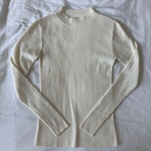 AG Adriano Goldschmied Quinton Mock Neck Wool Cashmere Sweater Size Medium cream